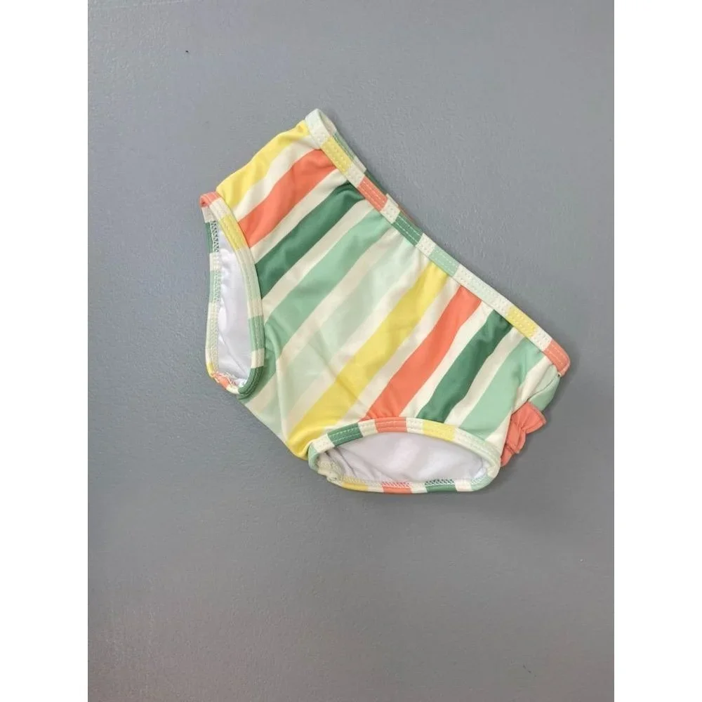 Ruffle Butts baby girls 6-12 month ruffle striped swim‎ bottoms